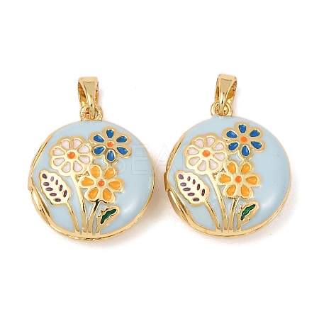 Brass Enamel Locket Pendants KK-G543-01G-02-1