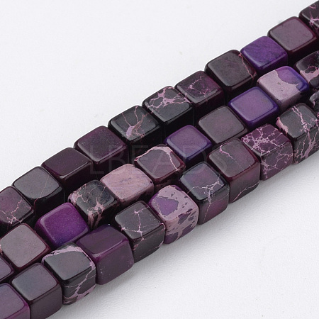 Synthetic Imperial Jasper Beads Strands G-R361-03C-4mm-1