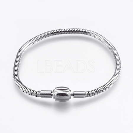Tarnish Resistant 304 Stainless Steel European Style Round Snake Chains Bracelet Making STAS-I097-005C-P-1
