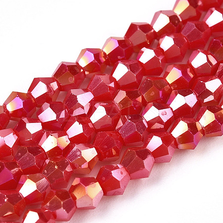 Opaque Solid Color Electroplate Glass Beads Strands EGLA-A039-P2mm-B02-1