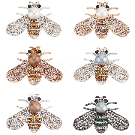 6Pcs 6 Styles Alloy Rhinestone Cabochons FIND-SC0009-45-1