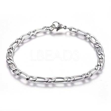 304 Stainless Steel Figaro Chain Bracelets BJEW-L637-04A-P-1