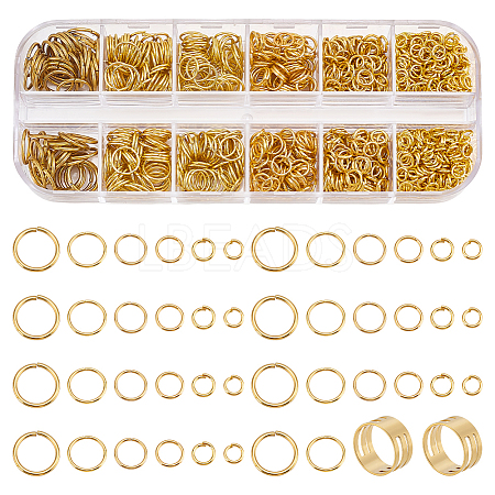 6 Styles Iron & 2Pcs Brass Open Jump Rings IFIN-ME0001-14G-1