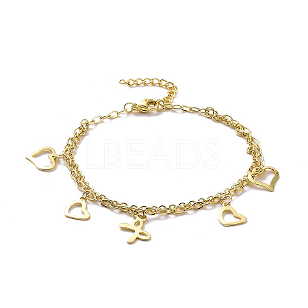 304 Stainless Steel Double Chains Multi-strand Bracelets BJEW-C019-04G-1