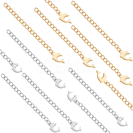 20Pcs 2 Colors 304 Stainless Steel Chain Extender STAS-UN0030-40-1