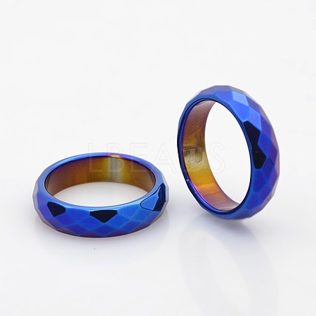 Electroplate Non-Magnetic Synthetic Hematite Wide Band Rings RJEW-J007-01-1