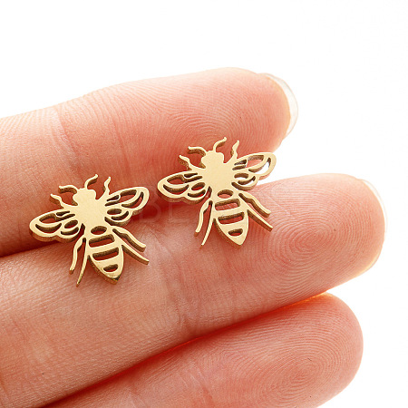 Bees 201 Stainless Steel Stud Earrings FS-WGD71BE-02-1