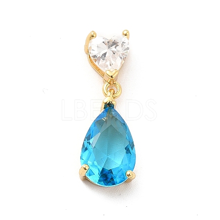 Deep Sky Blue Glass Pendants KK-I695-013G-1