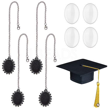 Alloy Graduation Cap Brim Chains Tassel Photo Charms DIY-SC0020-64-1