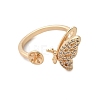 Butterfly Brass Micro Pave Cubic Zirconia Cuff Ring Setting LS-KK-A244-01E-G-2