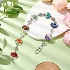 Flat Round with Tree of Life Natural & Synthetic Gemstone Chips Pendant Decorations HJEW-JM02335-2