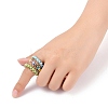 Round Glass Seed Beaded Finger Rings RJEW-JR00307-01-3