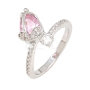 Flower Brass Micro Pave Cubic Zirconia Cuff Open Rings for Women CU-CBA0A21-06A-P-4