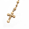 Crucifix Cross with Oval Rosary Bead Necklace X-NJEW-E070-33G-3