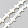 Natural Freshwater Shell Cross Beads Strands BSHE-WH0015-01-2