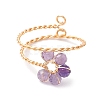 Flower Natural Amethyst Adjustable Rings RJEW-TA00126-02-1