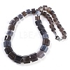 Natural Grey Agate Hexagon Prism Graduated Beaded Necklaces for Women Men NJEW-K388-03K-1