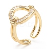 Brass Micro Pave Clear Cubic Zirconia Cuff Rings X-ZIRC-M117-05G-3
