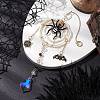 Halloween Wire Wrapped Glass Beads & Alloy Enamel Spider Hanging Ornaments HJEW-TA00205-2