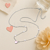 4Pcs 2 Colors Alloy & Resin Pink Heart Pendant Necklaces with Imitation Pearl NJEW-HY0001-12-4