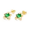 Brass Micro Pave Cubic Zirconia Stud Earring EJEW-C021-01G-2