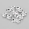 Silver Color Plated Flower Brass Spacer Bead Caps X-KK-TB857-S-1