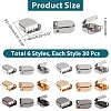 180Pcs 6 Style Zinc Alloy Ribbon Crimp Ends FIND-CA0004-51-4