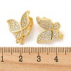 Rack Plating Brass Micro Pave Clear Cubic Zirconia Twister Clasps KK-B093-28G-2