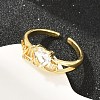 Mother's Day Brass Pave Cubic Zirconia Cuff Open Rings CU-CBACDF6-06G-01-3
