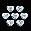 Flower Printed Opaque Acrylic Heart Beads SACR-S305-28-F02-1