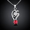 Silver Plated Brass Cubic Zirconia Heart Pendant Necklaces BB03284-A-2