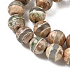 Natural Tibetan Striped Pattern dZi Agate Beads Strands G-F354-13-4