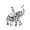Antique Silver Plated Alloy Dyed Synthetic Turquoise Elephant Pendants PALLOY-E402-01AS-2