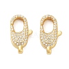 Oval Brass Micro Pave Clear Cubic Zirconia Lobster Claw Clasps KK-I354-01G-03-1
