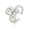 Brass Letter Open Cuff Rings for Women RJEW-G313-01R-P-1