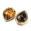 Natural Tiger Eye Faceted Pendants G-M431-06G-11-2