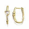 Brass Micro Pave Clear Cubic Zirconia Huggie Hoop Earring EJEW-T046-16G-NF-2