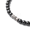 Synthetic Non-magnetic Hematite Oval Pendant Necklace with Round Beaded Chains NJEW-R259-02-4