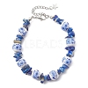 Handmade Flower Printed Porcelain Ceramic & Dyed Natural Lapis Lazuli Beaded Bracelets for Women BJEW-JB12967-2