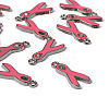 October Breast Cancer Pink Awareness Ribbon Alloy Enamel Pendants LS-EA546Y-2-3