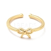 Brass Bowknot Open Cuff Ring for Women KK-H434-25G-1