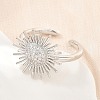 Sun Brass Micro Pave Cubic Zirconia Cuff Open Rings for Women CU-CBA0A21-05P-1