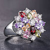 Cubic Zirconia Flower Finger Ring PW-WG24646-05-1