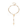 Rosary Bead Bracelets with Cross BJEW-E282-02G-1