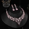 Teardrop Alloy Rhinestone Pendant Necklaces & Stud Dangle Earrings Sets WGA4CA9-04-1