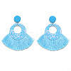 Bohemian Style Acrylic & Polyester Fan Tassel Stud Earrings FS-WGB5BEF-05-1