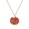 Halloween Alloy Rhinestone Enamel Pumpkin Pendant Necklaces for Unisex WG8A995-01-1