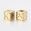 304 Stainless Steel Large Hole Letter European Beads STAS-H428-01G-K-2