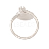 Shell Flat Round Open Cuff Ring with Clear Cubic Zirconia RJEW-P030-01P-3