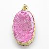 Electroplated Natural & Dyed Druzy Agate Pendants G-N0167-020-3